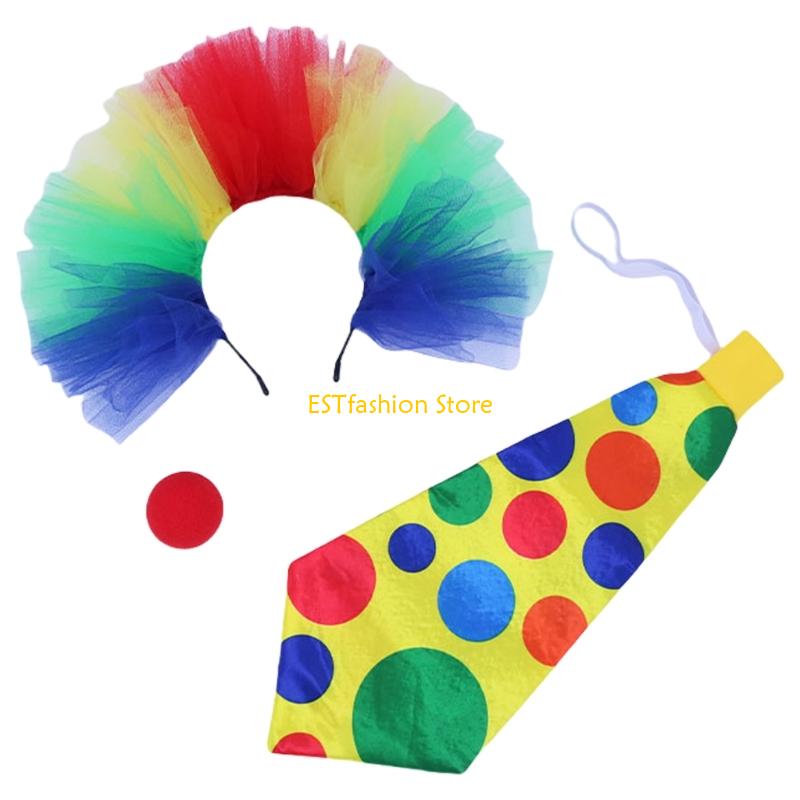 Women Accessories Description - Y5GC Clown Outfit Clown Nose Rainbow