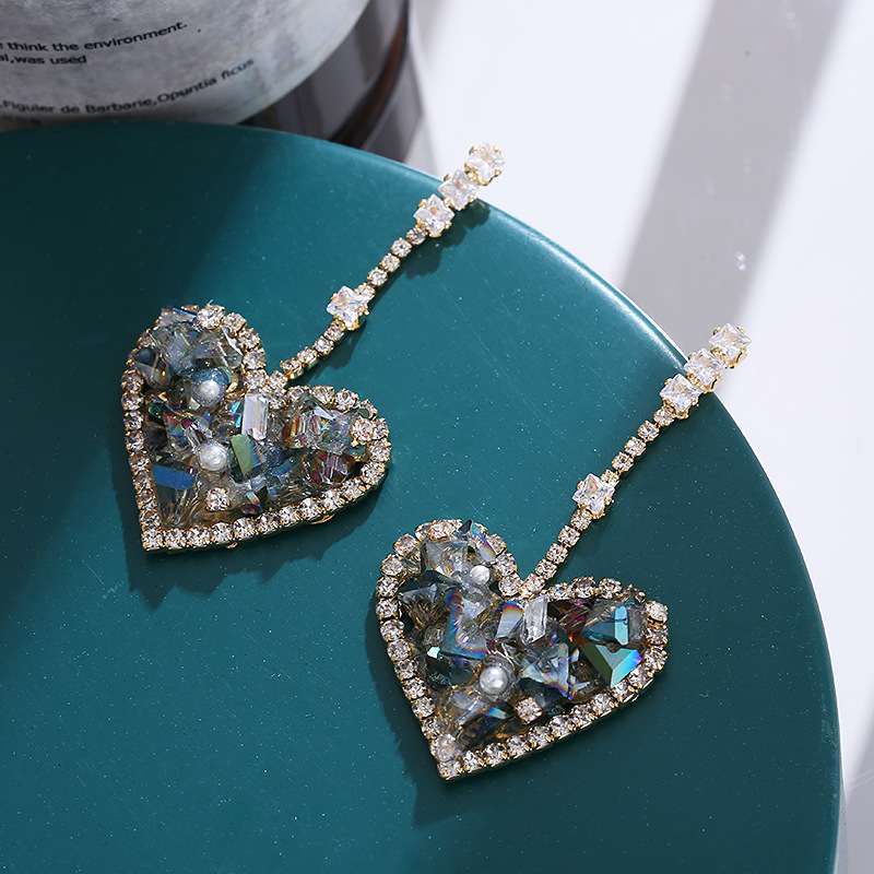 Women'S Accessories Nz - New High-End Simple Crystal Heart-Shaped Earrings