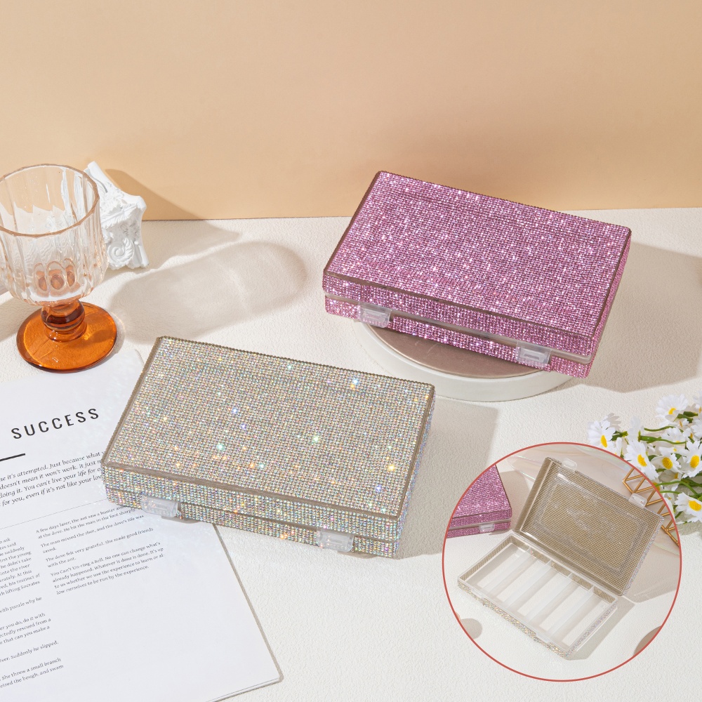 Women Accessories Organizer - Luxury Shiny Rhinestone Storage Box Dual