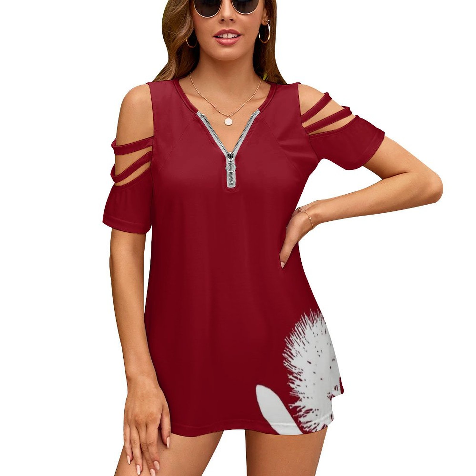 Women'S Accessories Nz - Pohutukawa-White On Red Women Zipper Sexy