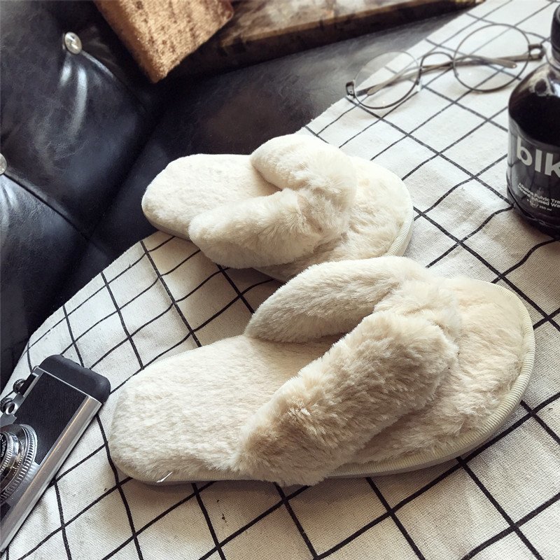 Women'S Shoes And Accessories - Cross Warm Fluffy Furry Slippers Women