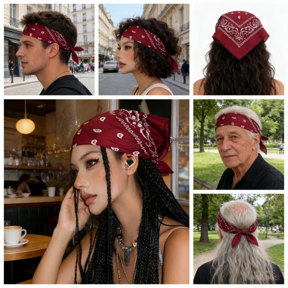 Women'S Accessories Go Outdoors - Retro Wine Red Square Bandana Scarf