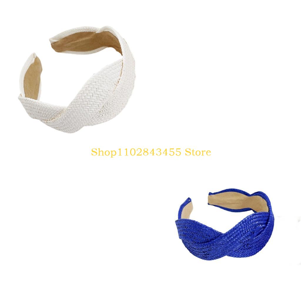 Women Accessories Description - 49MC Wide Brimmed Braided Straw Headbands