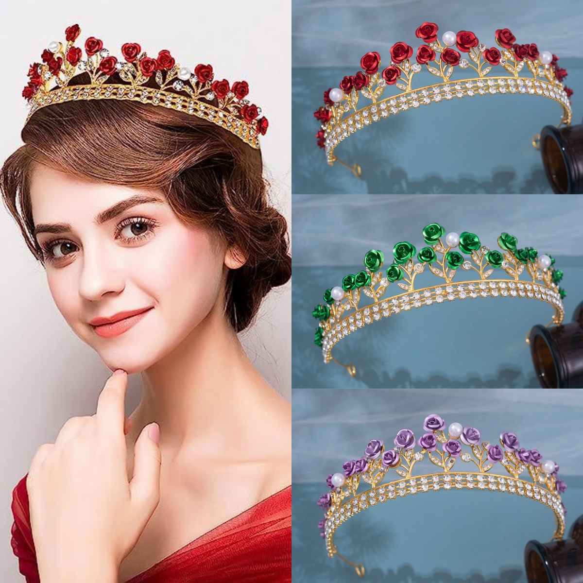 Women'S Accessories And Jewelry - Baroque Ceramic Bridal Crown Rhinestone Prom