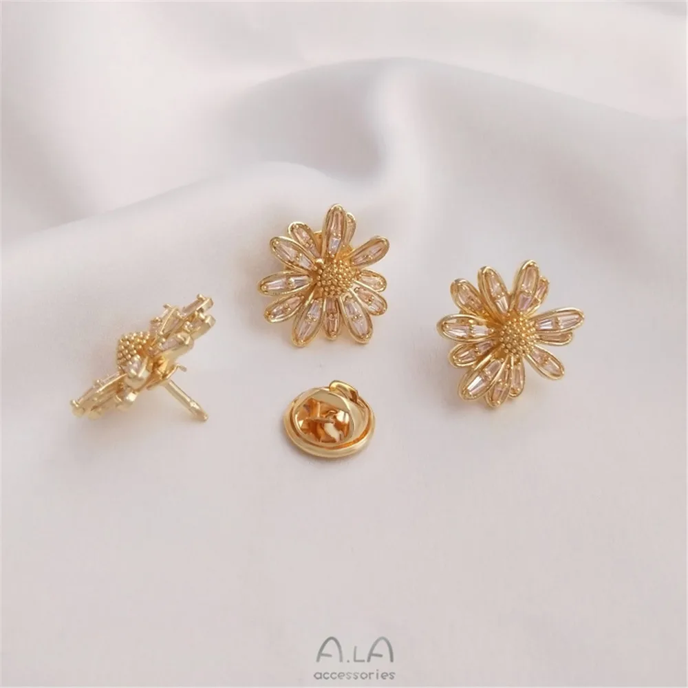 14K gold clad micro inlaid zir - огляд і ціна Brooch Pin Gold